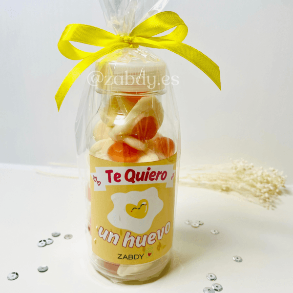 Botella de Gominolas: "Te Quiero un Huevo"
